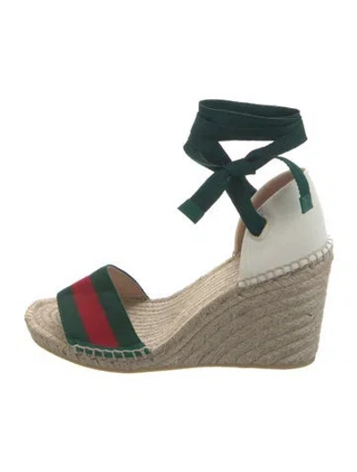Pre-owned Gucci Canvas Striped Espadrilles In Neutrals