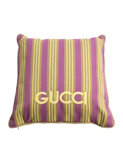 Pre-owned Gucci Canvas Throw Pillow In Pink/yellow