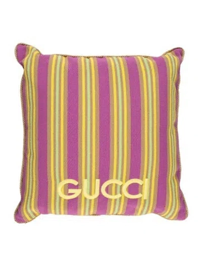Pre-owned Gucci Canvas Throw Pillow In Purple