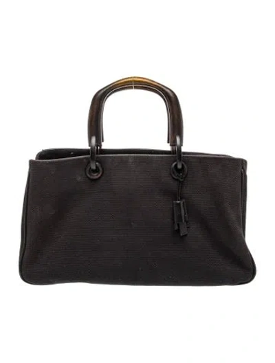 Pre-owned Gucci Canvas Top Handle Bag Vintage In Black