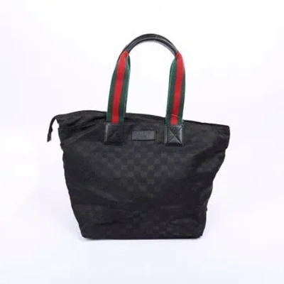 Pre-owned Gucci Canvas Tote In Black