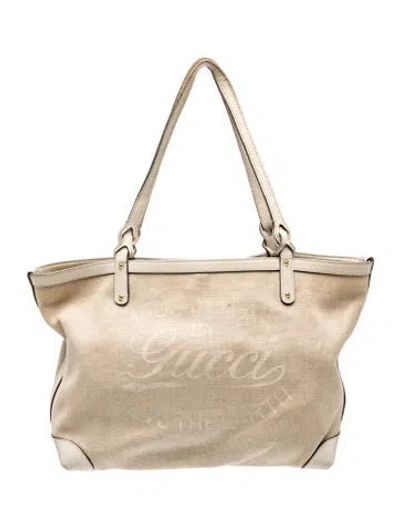 Pre-owned Gucci Canvas Tote In Neutrals