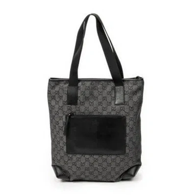 Pre-owned Gucci Canvas Vertical Zip Tote In Black
