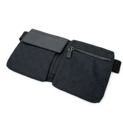 Pre-owned Gucci Canvas Waist Pouch In Black