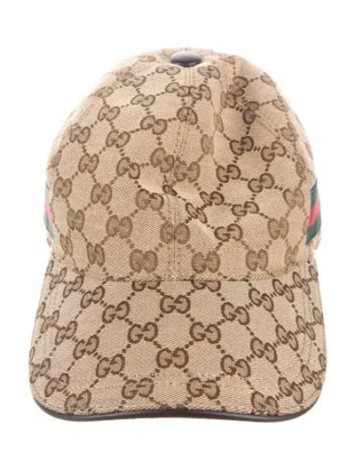 Pre-owned Gucci Canvas Web Baseball Hat In Brown/neutrals