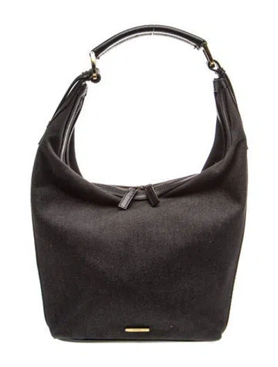 Pre-owned Gucci Canvas Web Sherry Line Hobo Bag In Black