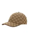 Gucci Women Beige Baseball Hat With Curved Brim And All-over Gg Motif In Fabric Woman In Brown