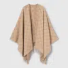 Gucci Gg Cashmere Lamé Cape In Brown