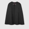 Gucci Silk Wool Cape With Horsebit In Black