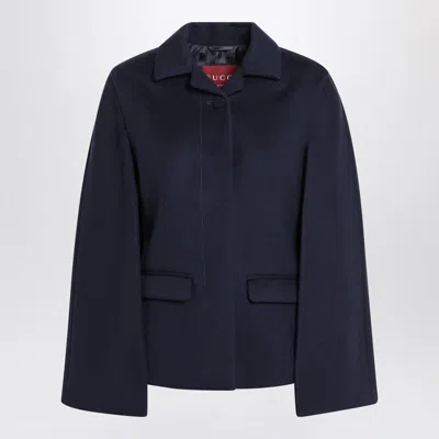 Gucci Blue Wool Cape Jacket Women