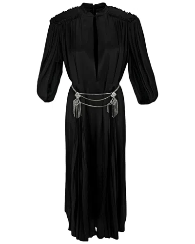 Gucci Cape Sleeve Open Front Crystal-embellished Belted Gown