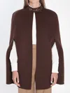 Gucci Brown Cape With Iconic Clamp And Gg All-over Motif Interior In Wool Woman In Brown