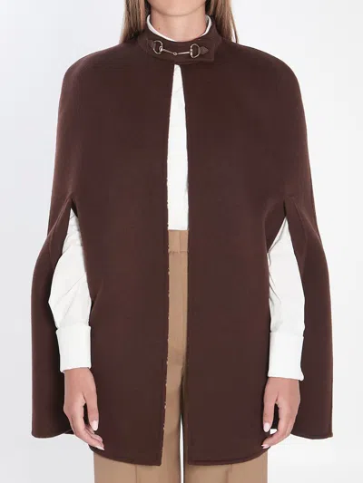 Gucci Cape With Horsebit In Brown