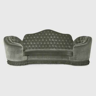 Gucci Capitonné Camelback Velvet Sofa In Green
