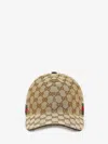 Gucci Men Beige Baseball Cap With Web Detail On The Side In Gg Canvas Man In Brown