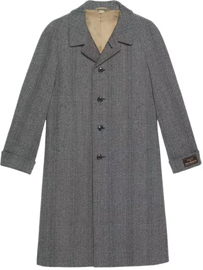 Gucci Houndstooth Coat In Black