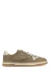 GUCCI CAPPUCCINO LEATHER AND FABRIC SNEAKERS