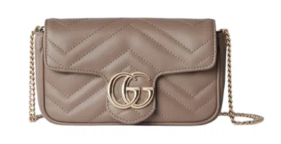 Gucci Cappuccino Leather Mini Marmont Clutch
