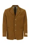 Gucci Velvet Blazer With Front Pockets And Notch Lapels In Lightchestnut
