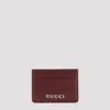 Gucci Script Leather Card Case In Rosso Ancora