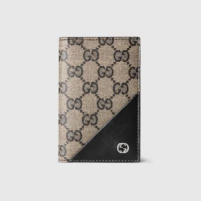Gucci Card Case Wallet With Interlocking G In Beige