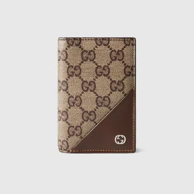 Gucci Card Case Wallet With Interlocking G In Beige