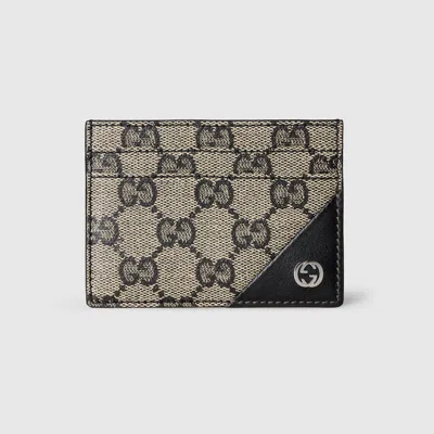 Gucci Card Case Wallet With Interlocking G In Gray