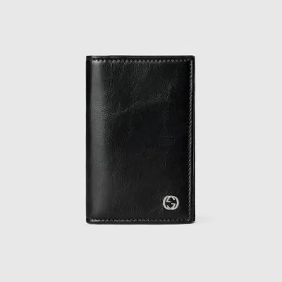 Gucci Card Case Wallet With Interlocking G In Black
