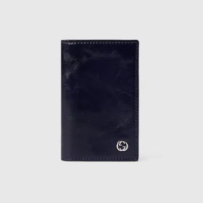 Gucci Card Case Wallet With Interlocking G In Blue