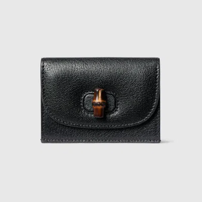 Gucci Card Case With Bamboo In Black