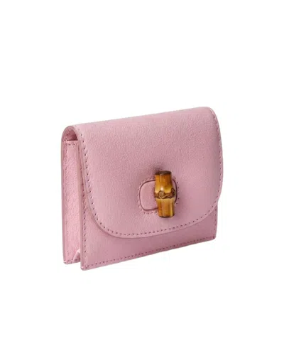 Gucci Card Case With Bamboo In Pink