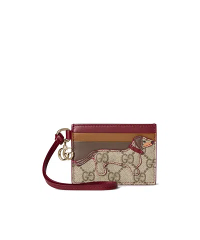 Gucci Card Case With Double G And Dog In Multi