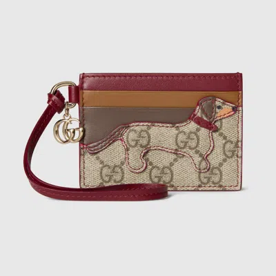 Gucci Card Case With Double G And Dog In Sand
