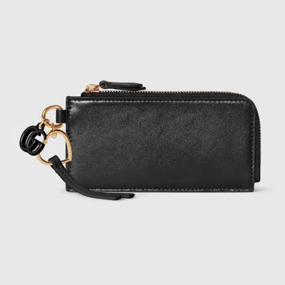 Gucci Card Case With Double G Charm In Black