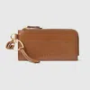 Gucci Card Case With Double G Charm In Brown