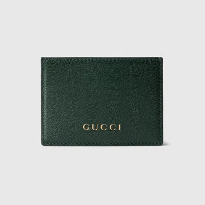 Gucci Card Case With  Lettering In Green