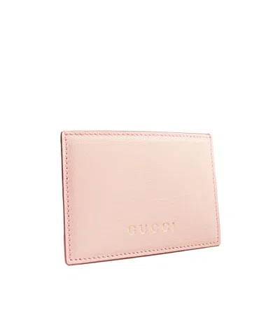 Gucci Card Case With  Lettering In Light Pink