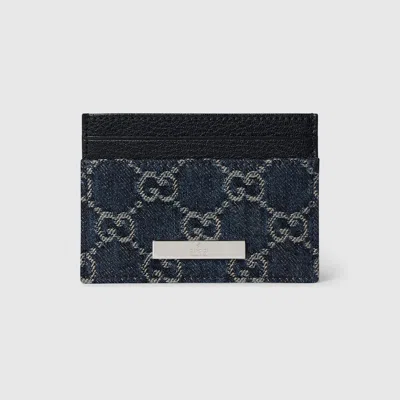 Gucci Card Case With  Plaque In Blue