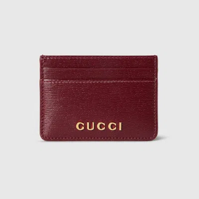Gucci Card Case With  Script In Bordeaux