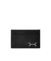 Gucci Men Black Card Holder With Horsebit On The Front In Leather Man In Black