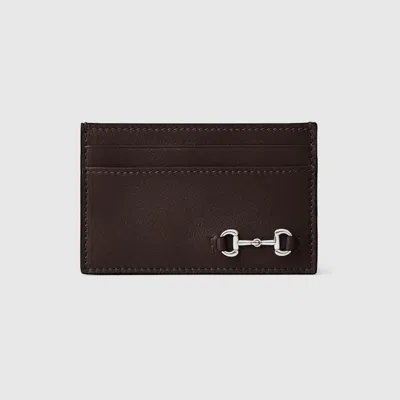 Gucci Card Case With Horsebit In Brown