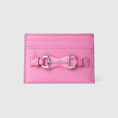 Gucci Card Case With Horsebit In Pink