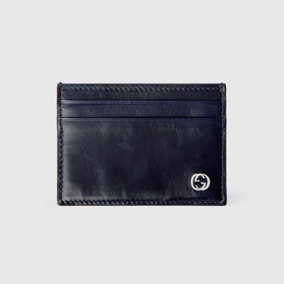 Gucci Card Case With Interlocking G In Blue