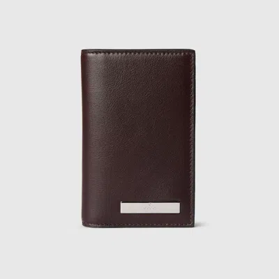 Gucci Card Case With Metal Tag In Brown