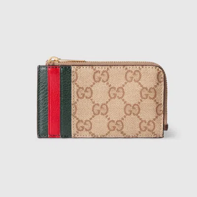Gucci Card Case With Multicolor Slots In Beige