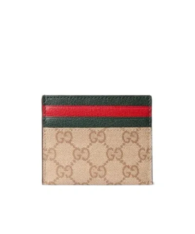 Gucci Card Case With Multicolor Slots In Neutral