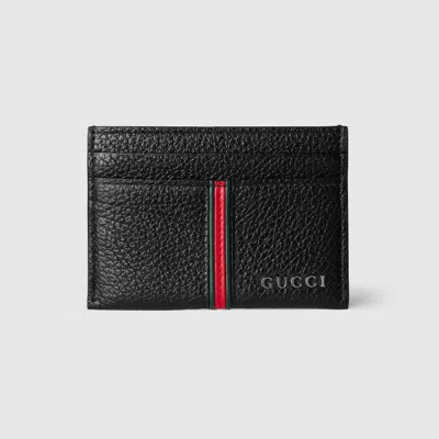 Gucci Card Case With Web In Black