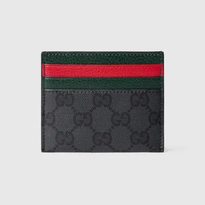 Gucci Card Case With Web Card Slots In Black