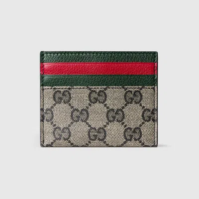 Gucci Card Case With Web Card Slots In Gray