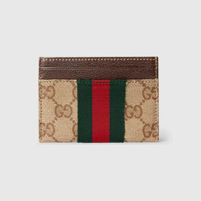 Gucci Card Case With Web In Pink